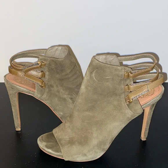 Vince Camuto Olive Suede Heels - Picture 1 of 10